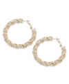 Dazzling by design. Alfani adds a glamorous touch to traditional hoop earrings with a chic, twisted design and sparkling glass accents. Crafted in gold plated mixed metal. Approximate diameter: 1-1/2 inches.