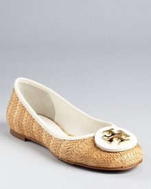 In summery raffia and crisp white leather, these warm-weather flats beg for a vacation. From Tory Burch. In summery raffia and crisp white leather, these warm-weather flats beg for a vacation. From Tory Burch.