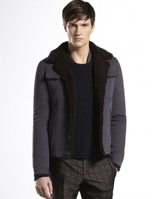 Colored gabardine cotton with shearling collar and trim.Leather detail and padded cotton liningCottonDry cleanMade in ItalyFur origin: Portugal Colored gabardine cotton with shearling collar and trim.Leather detail and padded cotton liningCottonDry cleanMade in ItalyFur origin: Portugal