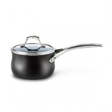 This Calphalon sauce pan with lid boasts the revolutionary Unison Slide Nonstick surface which releases foods effortlessly, making even the most demanding culinary creations simple to prepare. A heavy-gauge bottom provides even heating and prevents sauces from scorching, while the high sides and narrow opening control evaporation. Handles stay comfortably cool on the stovetop. This Calphalon sauce pan with lid boasts the revolutionary Unison Slide Nonstick surface which releases foods effortlessly, making even the most demanding culinary creations simple to prepare. A heavy-gauge bottom provides even heating and prevents sauces from scorching, while the high sides and narrow opening control evaporation. Handles stay comfortably cool on the stovetop.