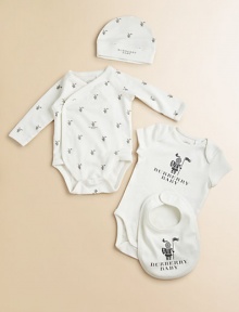 A precious newborn gift set crafted in plush cotton with long and short-sleeved bodysuits, hat and bib with snap closure, adorned with the brave knight logo.CrewneckLong and short sleevesPullover styleBottom snapsCottonMachine washImported Please note: Number of snaps may vary depending on size ordered. A precious newborn gift set crafted in plush cotton with long and short-sleeved bodysuits, hat and bib with snap closure, adorned with the brave knight logo.CrewneckLong and short sleevesPullover styleBottom snapsCottonMachine washImported Please note: Number of snaps may vary depending on size ordered.