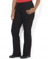 From casual lounging to working up a sweat, Lauren Ralph Lauren's plus size soft stretch cotton-blend pant, designed with a stylish zip utility pocket at the left leg, provides a superior, comfortable go-to for downtime.