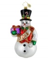 Cherish the final moments of 2012 with Christopher Radko's Watchful and Wise snowman ornament. A timepiece hanging from its sash, brilliant glitter and rich, hand-painted color make it one to watch.