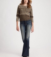 Comfy-chic ribbed crewneck in allover, tastefully textured jacquard. Ribbed crewneck Long sleeves Ribbed cuffs and hem 63% acrylic/20% cotton/17% polyester Hand wash ImportedModel shown is 5'11 (180cm) wearing US size 4. 