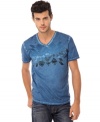 Short sleeve v-neck t-shirt by Buffalo David Bitton is made from 100% cotton for all day comfort.