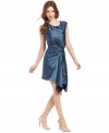 An asymmetrical gather detail adds a modern edge to this RACHEL Rachel Roy cocktail dress -- perfect for hot holiday style!