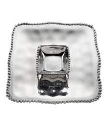 Pretty and polished, this Organics chip and dip from Lenox's collection of serveware and serving dishes combines square pieces in bright aluminum with a delicately beaded edge. Modular pieces make it easy to set and clean up. Qualifies for Rebate Pretty and polished, this Organics chip and dip from Lenox's collection of serveware and serving dishes combines square pieces in bright aluminum with a delicately beaded edge. Modular pieces make it easy to set and clean up. Qualifies for Rebate