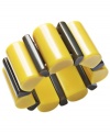 Let your style take shape. Bar III's chic cuff bracelet combines blocks of bright yellow and brown resin in a comfortable stretch design. Approximate diameter: 2-3/4 inches.