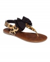 A floppy bow makes this leopard thong perfectly lady-like. Dress them up or down, Material Girl's Swift sandals are a great fit either way.