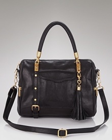 In this season's must-have shape, Rebecca Minkoff's coolly hued leather satchel defines It. Do like the style-setters and wear this lush carryall to give an all-black palette a pretty color pop. In this season's must-have shape, Rebecca Minkoff's coolly hued leather satchel defines It. Do like the style-setters and wear this lush carryall to give an all-black palette a pretty color pop.