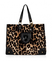Inject eye-catching style into your statement handbag collection with Juicy Coutures bold leopard print velour tote - Black shield logo plate, black leather trim, side slit pockets, top snap, key fob, inside zippered and slot pockets - Perfect for adding a kick of cool to your glamorous daytime looks Inject eye-catching style into your statement handbag collection with Juicy Coutures bold leopard print velour tote - Black shield logo plate, black leather trim, side slit pockets, top snap, key fob, inside zippered and slot pockets - Perfect for adding a kick of cool to your glamorous daytime looks