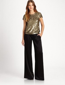 EXCLUSIVELY AT SAKS. Dazzle in this slouchy blouson style crafted from glittering sequined silk.RoundneckShort sleevesCenter back zipperAbout 20 from shoulder to hemSilkDry cleanImportedModel shown is 5'11 (180cm) wearing US size Small.