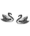 In haute water. Fossil's swan stud earrings are crafted from silver-tone stainless steel, with intricate detailing making the pair a stylish choice. Approximate width: 1 inch.