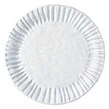 Handmade from Venetian terra marrone, or brown clay, this white charger makes an elegant cheese plate or serving platter on your table. Handmade from Venetian terra marrone, or brown clay, this white charger makes an elegant cheese plate or serving platter on your table.