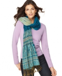 Eye-catching patterns and delicate threadwork provide the backdrop for this must-have wrap. The result is a harmonious mix of colors and detail by Collection XIIX. Eye-catching patterns and delicate threadwork provide the backdrop for this must-have wrap. The result is a harmonious mix of colors and detail by Collection XIIX.