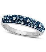 A playful conversation piece. Kaleidoscope's dazzling cocktail ring combines large and small blue and clear crystals with Swarovski Elements. Set in sterling silver. Size 7.