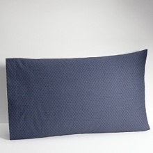 Pillowcase with little dashes of viola on a twilight colored ground. Vat-dyed and printed, 220-thread count combed cotton percale. Pillowcase with little dashes of viola on a twilight colored ground. Vat-dyed and printed, 220-thread count combed cotton percale.