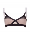 Spearheading the innerwear-as-outerwear trend, VPLs easy to layer pieces offer a fashion-forward alternative to lingerie - Two-tone multi-strap front with multicolored soft half-cups, adjustable straps - Pair with matching panties for stylish lounging or under a low-cut sleeveless top