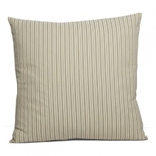 A herringbone stitch in raised, striped bands adorn this neutral-hued decorative pillow.