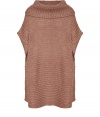 Ultra soft and easy to pair, Rachel Zoes chunky ribbed poncho is a versatile essential, perfect for giving your look that effortless chic edge - Oversized turtleneck, slit sides with single snap at arm hole, contrast ribbed trim - Oversized, draped silhouette - Wear with tissue tees, slim fit trousers, and chunky ankle boots