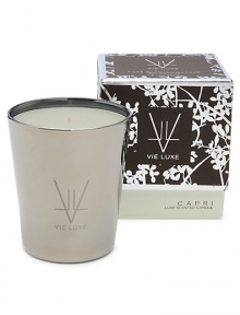 Inspired by fond memories of foreign lands in a blend of Italian bergamot, fresh lemon blossom, rich cypress and oceanic nuances. Derived from all-natural beeswax combined with unique botanical waxes and the rarest, most seductive fine fragrance oils from around the world. Presented in nickel-finished glass. 60-hr. burn time. 8 oz. Inspired by fond memories of foreign lands in a blend of Italian bergamot, fresh lemon blossom, rich cypress and oceanic nuances. Derived from all-natural beeswax combined with unique botanical waxes and the rarest, most seductive fine fragrance oils from around the world. Presented in nickel-finished glass. 60-hr. burn time. 8 oz.