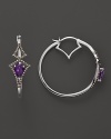 Badgley Mischka Amethyst Logo Hoops With Brown Diamonds