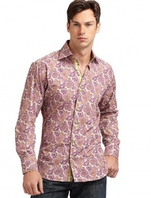 THE LOOKVivid paisley pattern throughoutButton down collarSignature square buttonsShort sleeves with tab button cuffsPleated dual button flap pockets at chest Contrast logo embroidery at back yokeTHE MATERIALCottonCARE & ORIGINMachine washImported