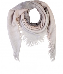 An ultra luxurious accessory, Brunello Cucinellis tonal cashmere-silk blend scarf adds an understated modern elegance to any outfit - Fringed edges, square shape - Wear inside bandana-style over immaculate knitwear