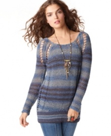 Stripe it up with Free People's Desert Moon sweater! The allover striped detail and shoulder cutouts add a bit of fun to your fall wardrobe. Stripe it up with Free People's Desert Moon sweater! The allover striped detail and shoulder cutouts add a bit of fun to your fall wardrobe.