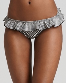 Cheeky checks and a flirty ruffle add vintage style to this gingham brief from Shoshanna.