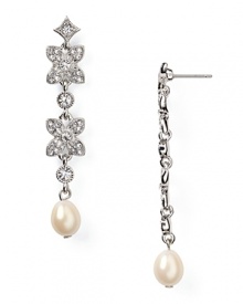 Say I do to sparkle. With a floral design and dangly shape, Carolee's linear earrings vow to wow.