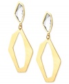 Go for the bold with this pair of drop earrings from Robert Lee Morris. Crafted from gold-tone mixed metal, the geometric earrings dazzle with glass stones for a lustrous effect. Approximate drop: 3 inches.