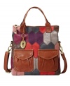 Frankly funky with a vintage vibe, Fossil's convertible purse goes from tote to crossbody and back again, and carries the day in style.