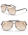 Roberto Cavalli adds a gorgeous textural element to the iconic aviator with a webbed metal top bar and arms.