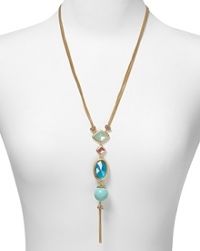 Give your neckline a sweet touch with this delicate gold-dipped necklace from Carolee. It's multi colored tassel is sure to add out-of-the box charm. Give your neckline a sweet touch with this delicate gold-dipped necklace from Carolee. It's multi colored tassel is sure to add out-of-the box charm.