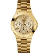 Pull out all the stops with the high shine of this golden watch by GUESS.