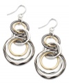 Good style comes in threes. Alfani's chic circular earrings feature an interlocking design in silver, gold, and hematite tone mixed metal. Approximate drop: 2-3/4 inches.