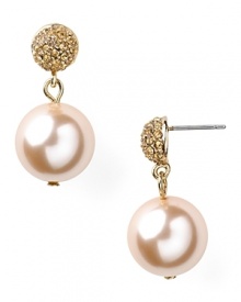Illuminate your style with this pair of pearly drop earrings from Carolee, accented by sparkly stones and luminous danglers.