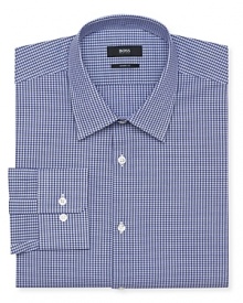 Designed for classic appeal, this check dress shirt from BOSS Black is tailored for a contemporary fit that matches your modern wardrobe. Designed for classic appeal, this check dress shirt from BOSS Black is tailored for a contemporary fit that matches your modern wardrobe.