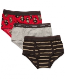 Your little monkey will be cool and comfy in his adorably printed pair of Carter's underwear. Your little monkey will be cool and comfy in his adorably printed pair of Carter's underwear.