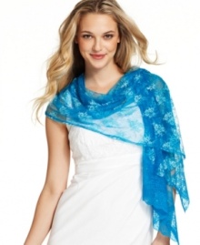 Delicate lace and metallic shine make this Cejon scarf a ladylike choice for finishing off your seasonal look. Delicate lace and metallic shine make this Cejon scarf a ladylike choice for finishing off your seasonal look.