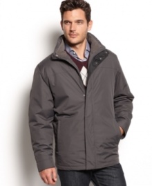 Taking advantage of its sleek design, this 3-in-1 jacket from Weatherproof adds versatile layers to your foul-weather look.