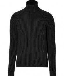 Build the foundations of your sleek knitwear collection with Jil Sanders minimalist ribbed wool-silk turtleneck pullover - Turtleneck, long sleeves, contrast trim, slim fit - Pair with tailored trousers and edgy urban footwear Build the foundations of your sleek knitwear collection with Jil Sanders minimalist ribbed wool-silk turtleneck pullover - Turtleneck, long sleeves, contrast trim, slim fit - Pair with tailored trousers and edgy urban footwear