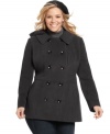 Look chic in the cold with Style&co.'s plus size pea coat, featuring a removable hood. (Clearance)