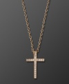 Add inspiration to your every day style. Sparkling cross pendant by CRISLU boldly represents your faith. Crafted in 18k rose gold over sterling silver with micro-pave set cubic zirconia (1/5 ct. t.w.). Approximate length: 16 inches + 2-inch extender. Approximate drop: 5/8 inch.