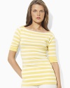 A chic boat neckline infuses the classic cotton jersey Benny tee with breezy, relaxed style.