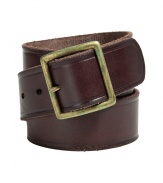 Cinch your look in style with this versatile leather belt from Polo Ralph Lauren - Smooth leather with brass-tone buckle - Pair with jeans, trousers, chinos, or cargo pants