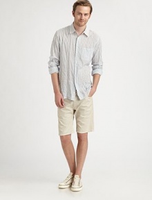 A summer essential, ready for beachwear and beyond, tailored to perfection in striped, washed cotton for a resort feel.ButtonfrontChest patch pocketCotton/polyurethane/viscoseMachine washImported A summer essential, ready for beachwear and beyond, tailored to perfection in striped, washed cotton for a resort feel.ButtonfrontChest patch pocketCotton/polyurethane/viscoseMachine washImported