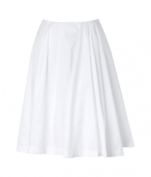 Stylish skirt of fine white cotton is wonderfully light, fresh and elegant - Swinging wide silhouette pops into decorative pleats - Knee-length - Concealed zip closure at back - Wear with fitted tops, and ballet flats or kitten heels Stylish skirt of fine white cotton is wonderfully light, fresh and elegant - Swinging wide silhouette pops into decorative pleats - Knee-length - Concealed zip closure at back - Wear with fitted tops, and ballet flats or kitten heels