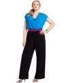 Land one of this season's must-have looks with NY Collection's plus size jumpsuit, highlighted by a colorblocked pattern!